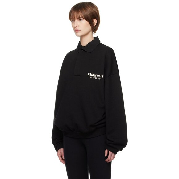 Fear of God ESSENTIALS Fleece Polo in Black Small New Womens Sweatshirt Pullover - Picture 11 of 15